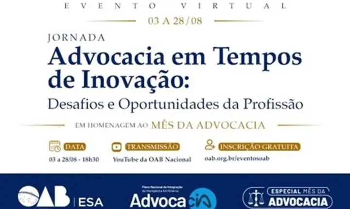 Em agosto, OAB oferece capacitação gratuita sobre inovação e novos rumos da profissão